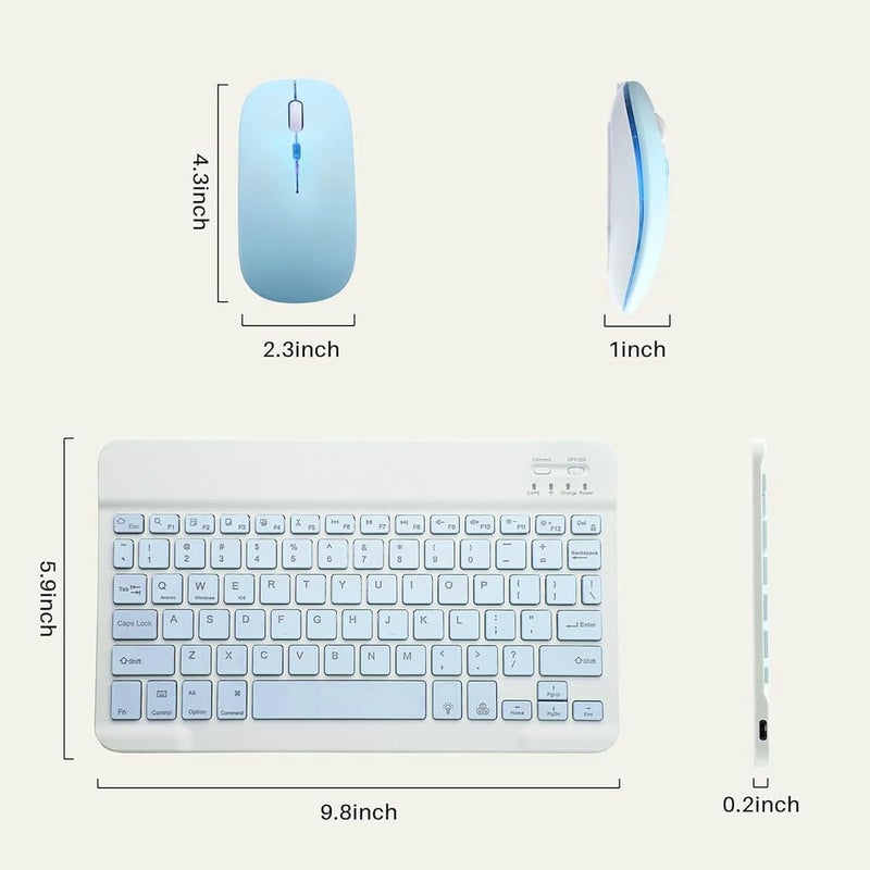 Guiheng Bluetooth Keyboard and Mouse Combo for iPad - Rechargeable Wireless Keyboard & Mouse with 7-Color Backlit Compatible with iPad 9th/8th Gen, iPad Pro/Air/Mini, iPhone14/13/12 Pro,(10 inch Blue) - Image 2